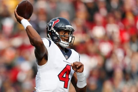 Houston Texans quarterback Deshaun Watson (4) passes the ball during the first half of an NFL football game against the Washington Redskins - Credit: AP Photo/Pablo Martinez Monsivais