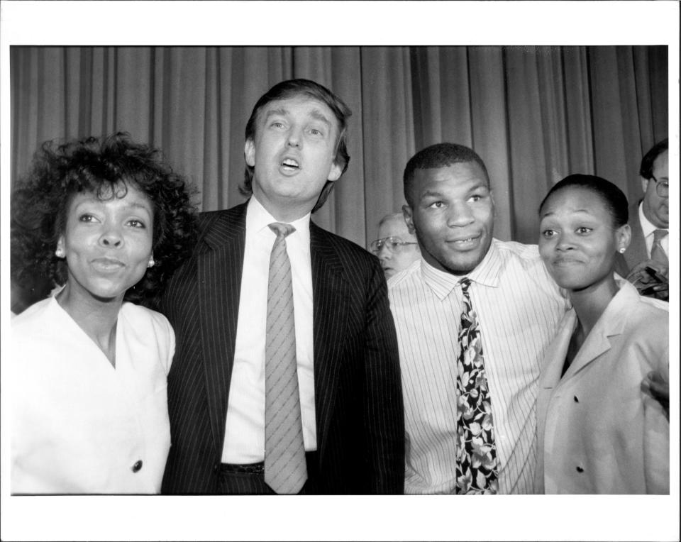 Ruth Roper, Donald Trump, Mike Tyson and Robin Givens on July 1988.