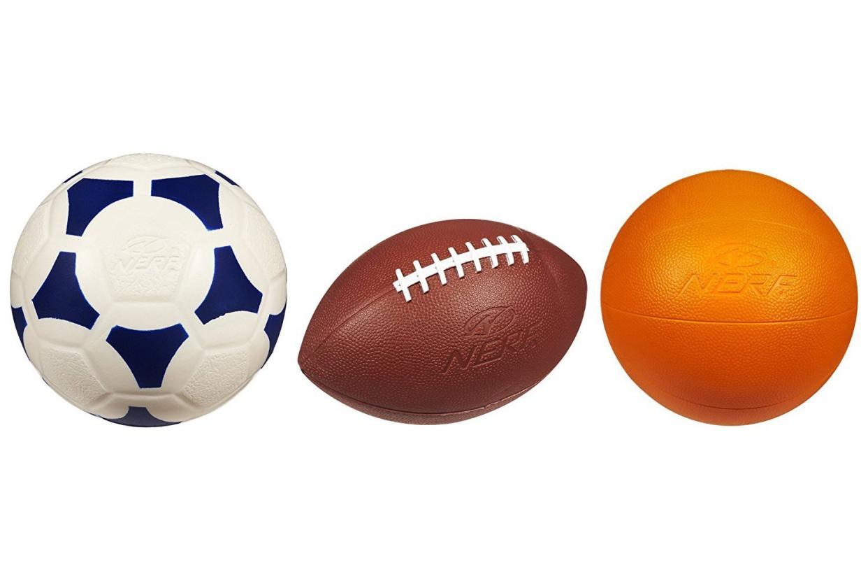 Nerf football, basketball and soccer ball
