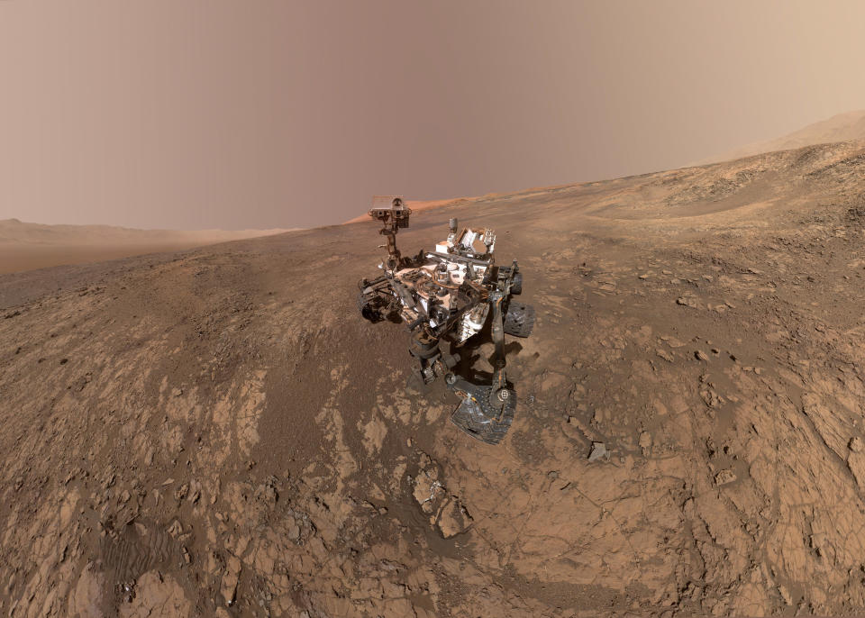 A 2018 self-portrait of NASA's Curiosity Mars rover on Vera Rubin Ridge, made up of a composite of photo from the rover. / Credit: NASA/JPL-Caltech/MSSS via AP