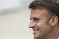 French President Emmanuel Macron listens to Portugal's Prime Minister Luís Montenegro before a working lunch, Wednesday, June 19, 2024 at the Elysee Palace in Paris. Earlier this month, President Emmanuel Macron dissolved the lower house of France's parliament in a surprise announcement sending voters back to the polls, after his party was handed a humbling defeat by the far-right in the European elections. (AP Photo/Thibault Camus)