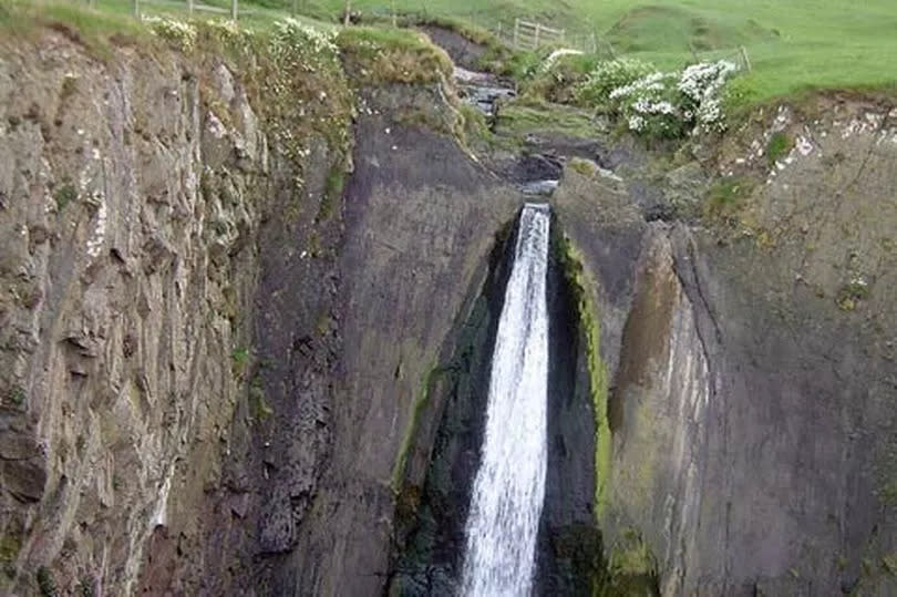 Spekes Mill Mouth waterfall near Hartland in North Devon