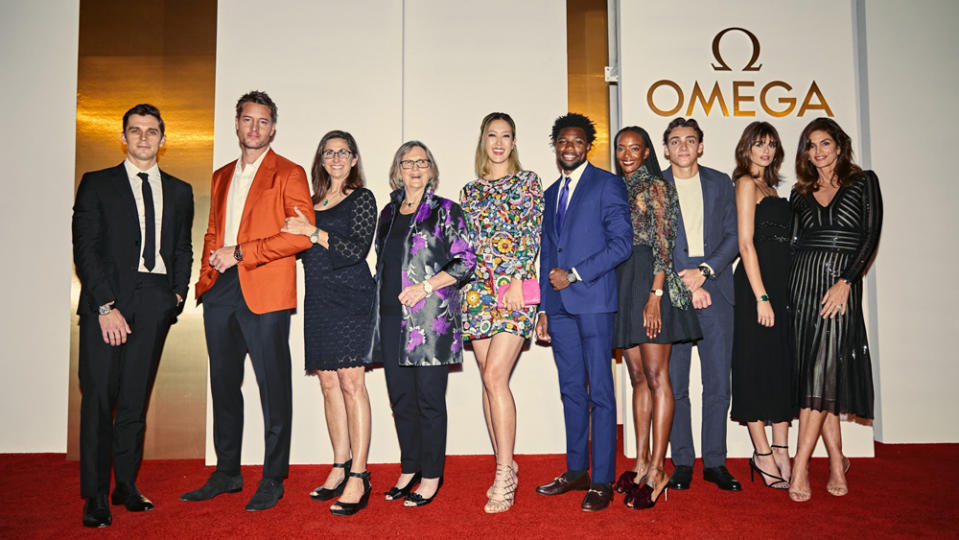 Antoni Porowski, Justin Hartley, Nicole Sotto, Kathy Sullivan, Michelle Wei, Noah Lyles, Dalilah Muhammed, Mondo Duplantis, Kaia Gerber and Cindy Crawford - Credit: Omega