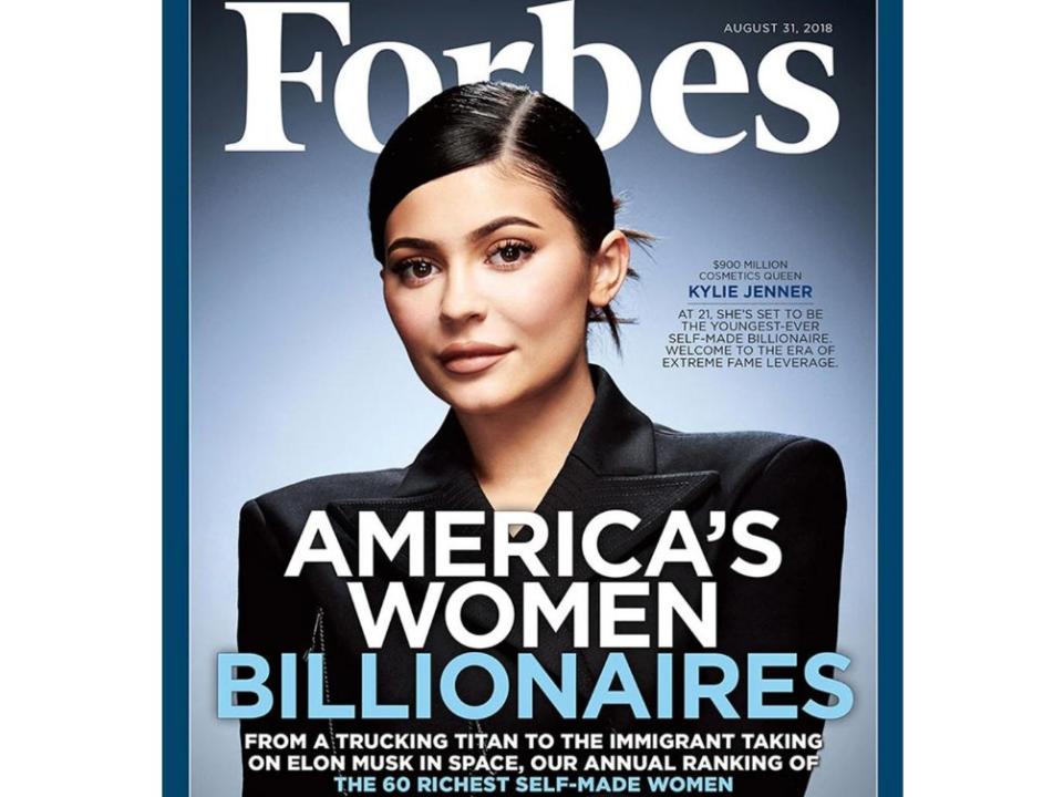 Portada de la revista Forbes dedicada a Kylie Jenner como figura más representativa de la lista de mujeres más ricas de Estados Unidos que se han hecho a sí mismas.