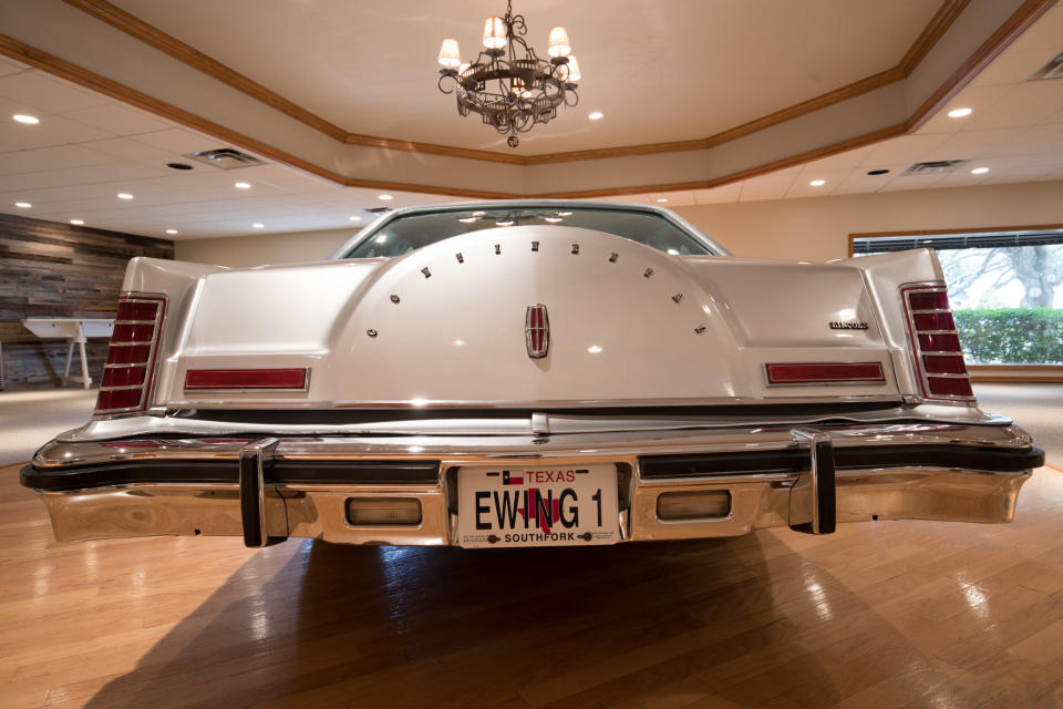 The Lincoln Continental that Jock Ewing drove on the show is parked at Southfork Ranch. (Photo: Southfork Ranch)