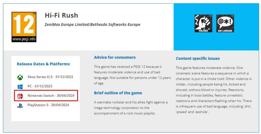 Hi-Fi Rush llegará a Nintendo Switch, sugiere registro
