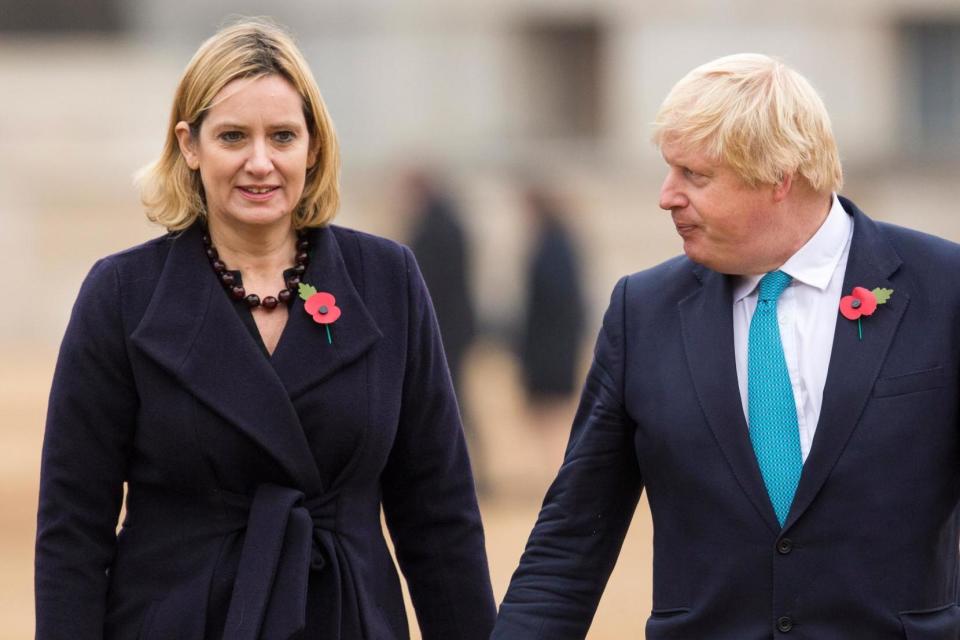 Amber Rudd and Boris Johnson. (Getty Images)