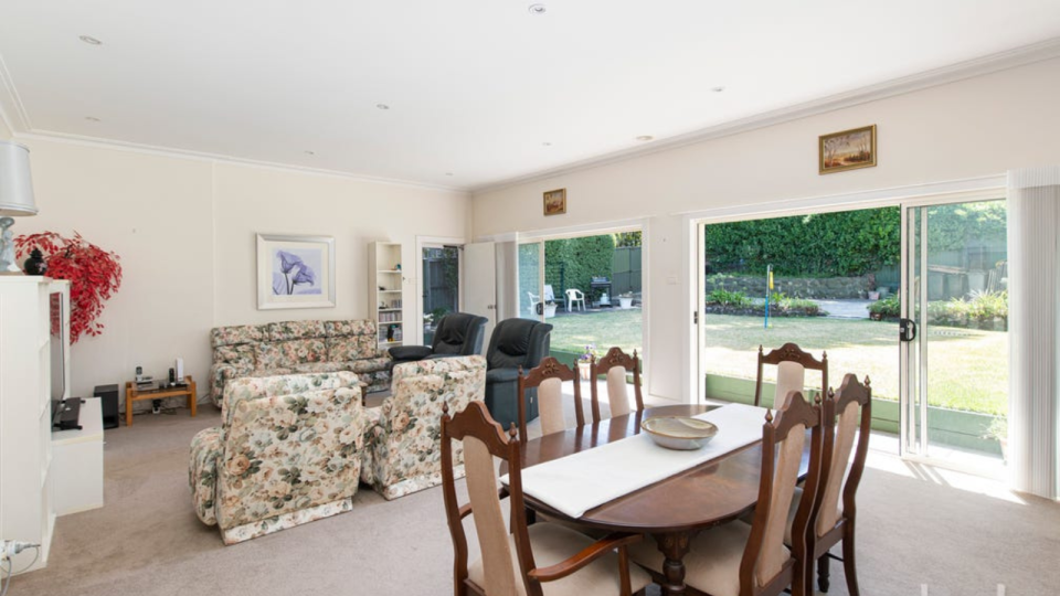 The dining room of the home at 5 View Street, Canterbury, Victoria.