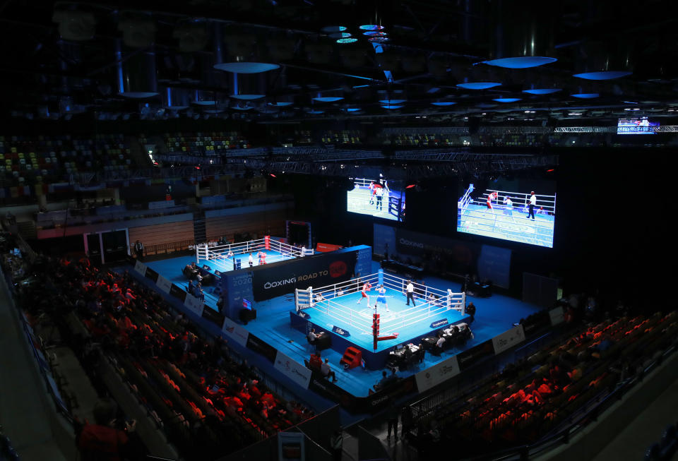 A general view of Copper Box Arena during day three of the Boxing Road to Tokyo 2020 Olympic qualifying event at the Copper Box Arena, London. (Photo by Adam Davy/PA Images via Getty Images)