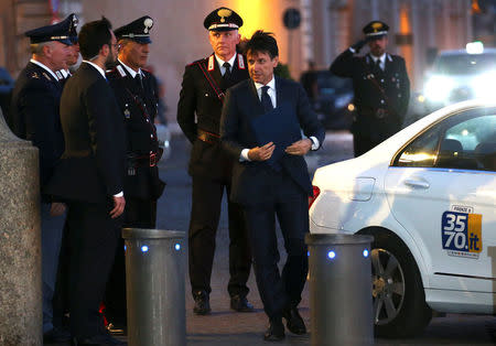 Italy's Prime Minister-designate Giuseppe Conte arrives at the Quirinal Palace in Rome, Italy, May 31, 2018. REUTERS/Alessandro Bianchi