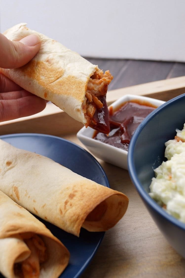 Baked Barbecue Chicken Roll-Ups on a plate