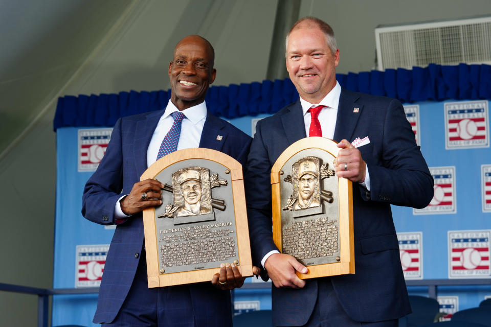 由左至右分別為Fred McGriff與Scott Rolen。（MLB Photo by Mary DeCicco/MLB Photos via Getty Images）