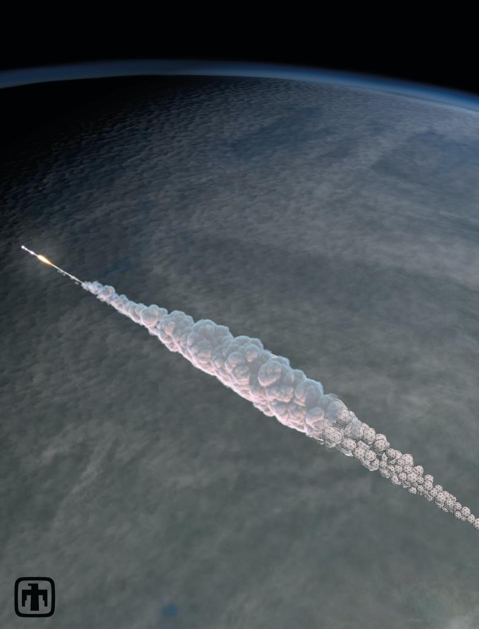 Simulación en 3D de la explosión del meteorito de Cheliábinsk. <a href="https://www.esa.int/ESA_Multimedia/Images/2023/02/Chelyabinsk_a_decade_on_the_Sun_s_invisible_asteroids#.Y-0bTcTQvb8.link" rel="nofollow noopener" target="_blank" data-ylk="slk:ESA / Sandia Labs;elm:context_link;itc:0;sec:content-canvas" class="link ">ESA / Sandia Labs</a>, <a href="http://creativecommons.org/licenses/by-sa/4.0/" rel="nofollow noopener" target="_blank" data-ylk="slk:CC BY-SA;elm:context_link;itc:0;sec:content-canvas" class="link ">CC BY-SA</a>