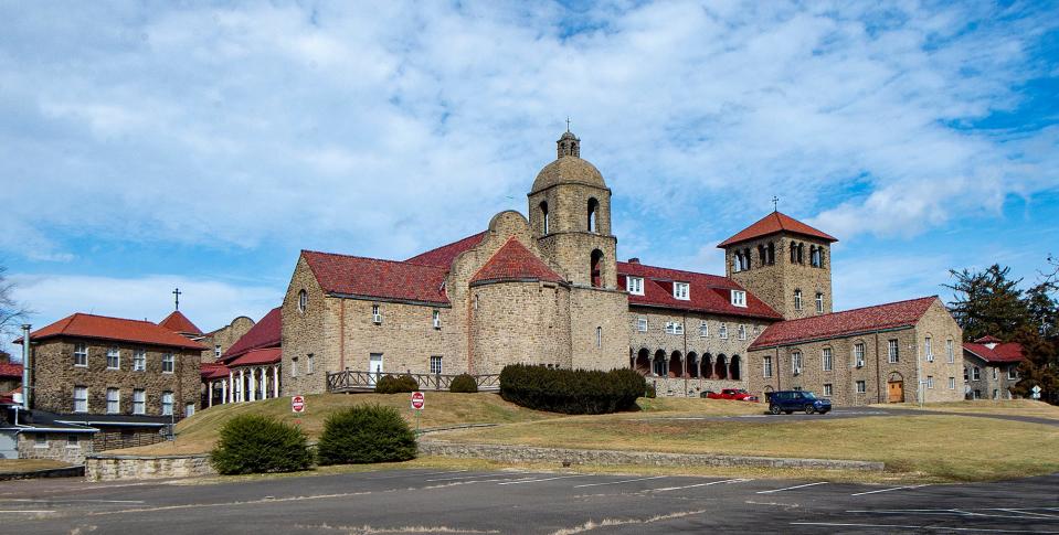 View from Route I-95, of the former Motherhouse and Mission Center on the former St. Katharine Drexel Shrine on Bristol Pike, in Bensalem, on Tuesday, Feb. 15, 2022.