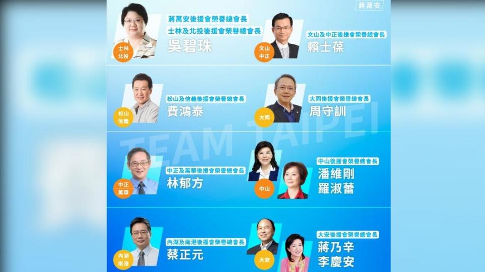 蔣萬安競選團隊首波人事名單曝光（圖／翻攝自蔣萬安臉書）