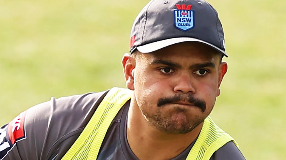 Latrell Mitchell is pictured at NSW Blues training.