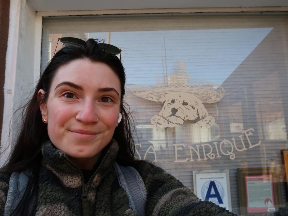 Insider's reporter in front of Casa Enrique in Long Island City.