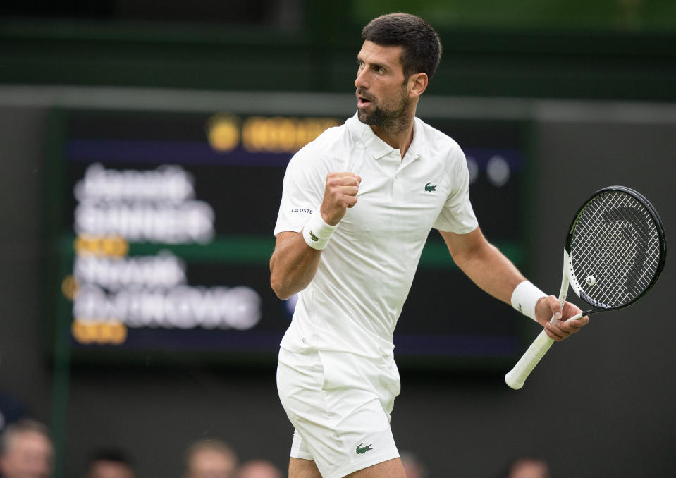 Novak Djokovic defeated Jannik Sinner in straight sets to return to the Wimbledon final (Reuters via Beat Media Group subscription)