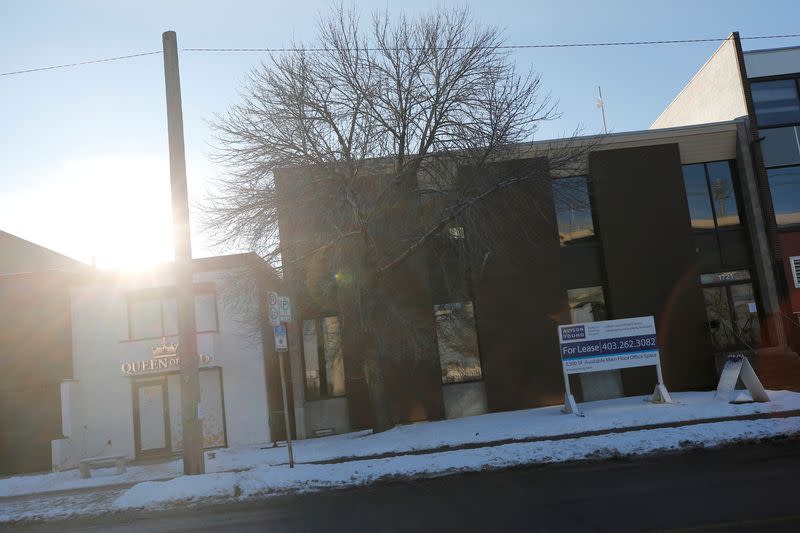 FILE PHOTO: A For Lease sign at a small office building in Calgary