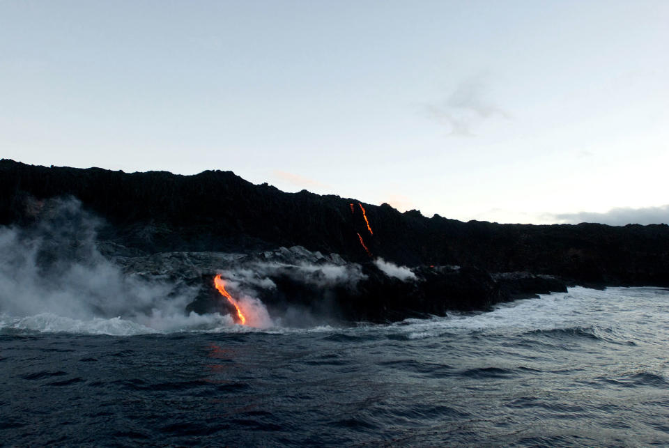 Lava from Hawaii’s volcano, Kilauea, oozes into the ocean