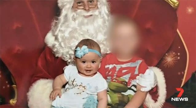 Little Aria had been to visit Santa with her brother. Source: 7 News