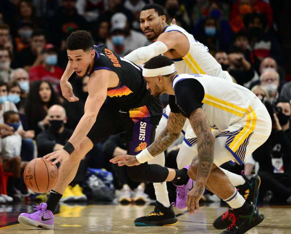 Gary Payton II（圖右）防守非常優異。（Joe Camporeale-USA TODAY Sports）