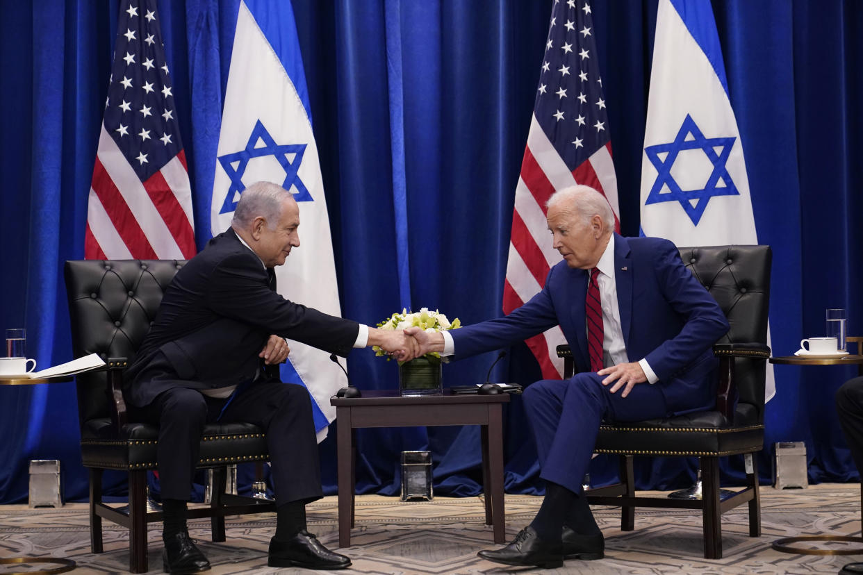 Le président Joe Biden rencontre le premier ministre israélien Benjamin Netanyahu à New York, le 20 septembre 2023 (AP Photo/Susan Walsh, File)