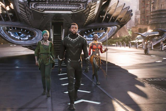 Marvel Lupita Nyong'o, Chadwick Boseman and Danai Gurira in <em>Black Panther</em>