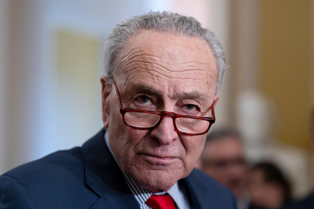 Chuck Schumer speaks to reporters at the Capitol. (J. Scott Applewhite / AP file)