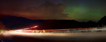 Astrophotographer Sean Lenz took this photo of an auroral display with car headlights in the foreground at La Valle, WI. Photo taken on July 15, 2012.