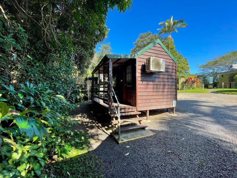 The exterior of the tiny house at Paronella Park.