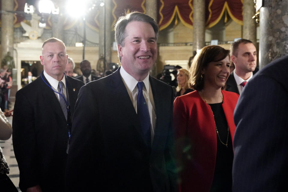 Supreme Court Associate Justice Brett Kavanaugh, arrives to hear President Donald Trump deliver his State of the Union address to a joint session of Congress on Capitol Hill in Washington, Tuesday, Feb. 5, 2019. (AP Photo/Carolyn Kaster)