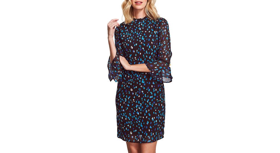 Sosandar Cuff Shift Floral Mini Dress