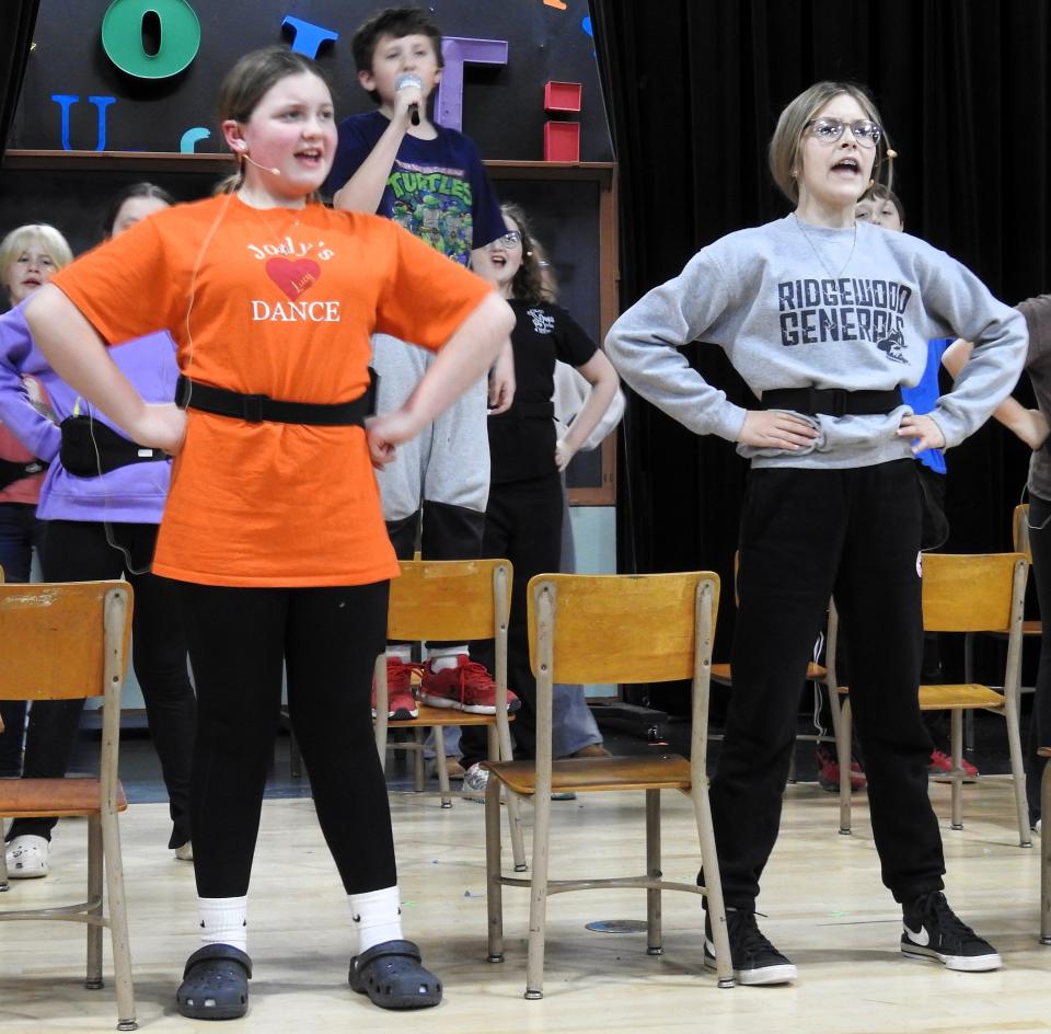 Students rehearse a scene for "Matilda: The Musical" opening soon at Ridgewood High School.