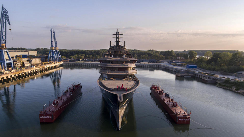 The launch of the 'Rev Ocean' superyacht