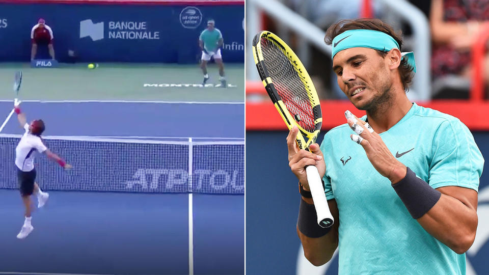 Fabio Fognini won the point of the match in his quarter-final loss to Rafael Nadal.