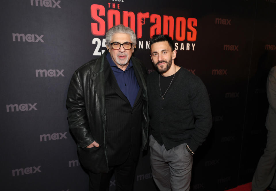 (L-R) Vincent Pastore and Jason Cerbone attend HBO's "The Sopranos" 25th anniversary celebration on January 10, 2024 at Da Nico Ristorante in New York City. <p>Dia Dipasupil/Getty Images</p>