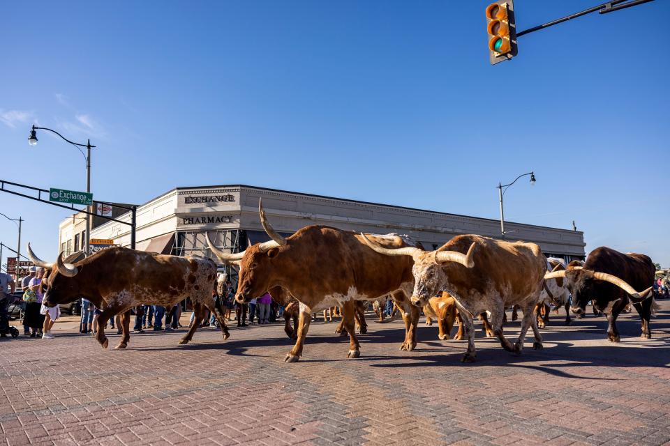 Longhorns kick off the Stockyards Stampede last year at Stockyards City, one of Oklahoma City's historic attractions.
