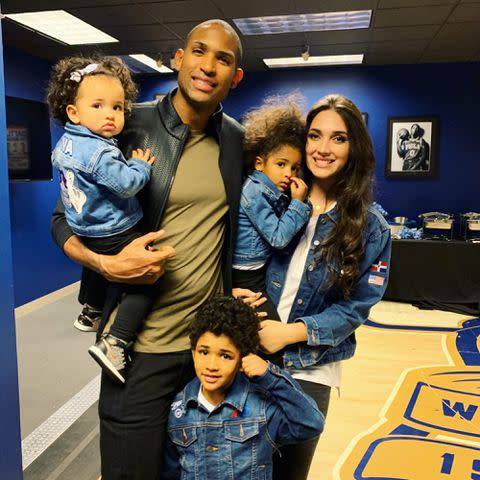 <p>Amelia Vega Instagram</p> Al Horford and Amelia Vega with their kids.