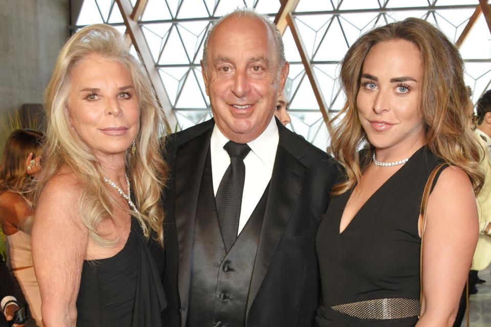 Sir Philip Green with his wife Tina, left, and daughter Chloe (Dave Benett/Getty Images)