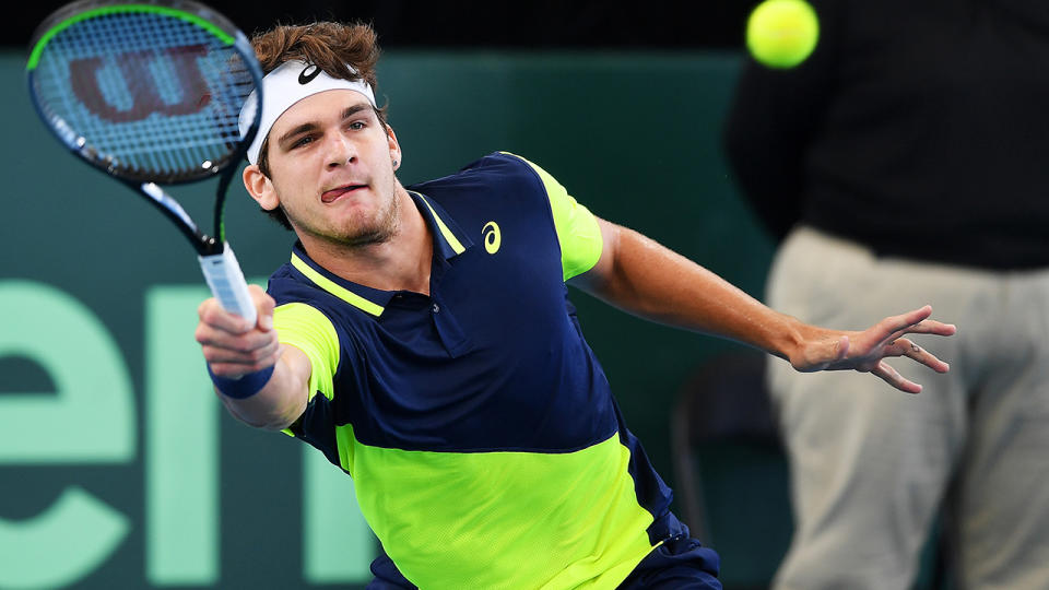 Thiago Seyboth, pictured here in action for Brazil against Australia in the Davis Cup.