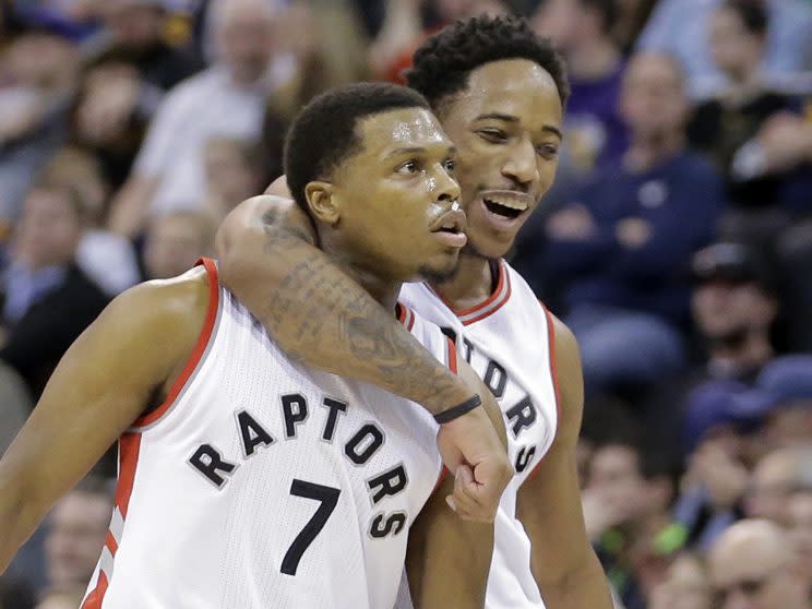 For the Raptors, everything begins with the All-Star backcourt of Kyle Lowry and DeMar DeRozan. (AP)