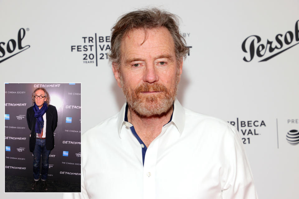 Bryan Cranston attends the Tribeca Festival Awards Night during the 2021 Tribeca Festival at Spring Studios in New York City and the other image shows director Tony Kaye at the premiere of Tribeca Film's "Detachment" on March 13, 2012 in New York City