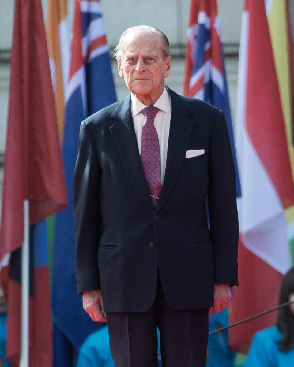 Prince Philip, Duke of Edinburgh attends the launch of The Queen's Baton Relay for the XXI Commonwealth Games being held on the Gold Coast in 2018 at Buckingham Palace on March 13, 2017 in London, England.