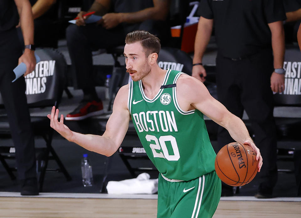 Gordon Hayward enjoyed a high-efficiency, low-usage bounce-back season with the Boston Celtics in 2019-20. (Kevin C. Cox/Getty Images)