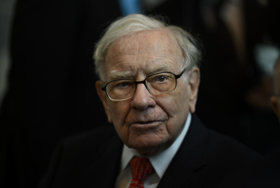 Warren Buffett, CEO of Berkshire Hathaway, attends the 2019 annual shareholders meeting in Omaha, Nebraska, May 3, 2019. 