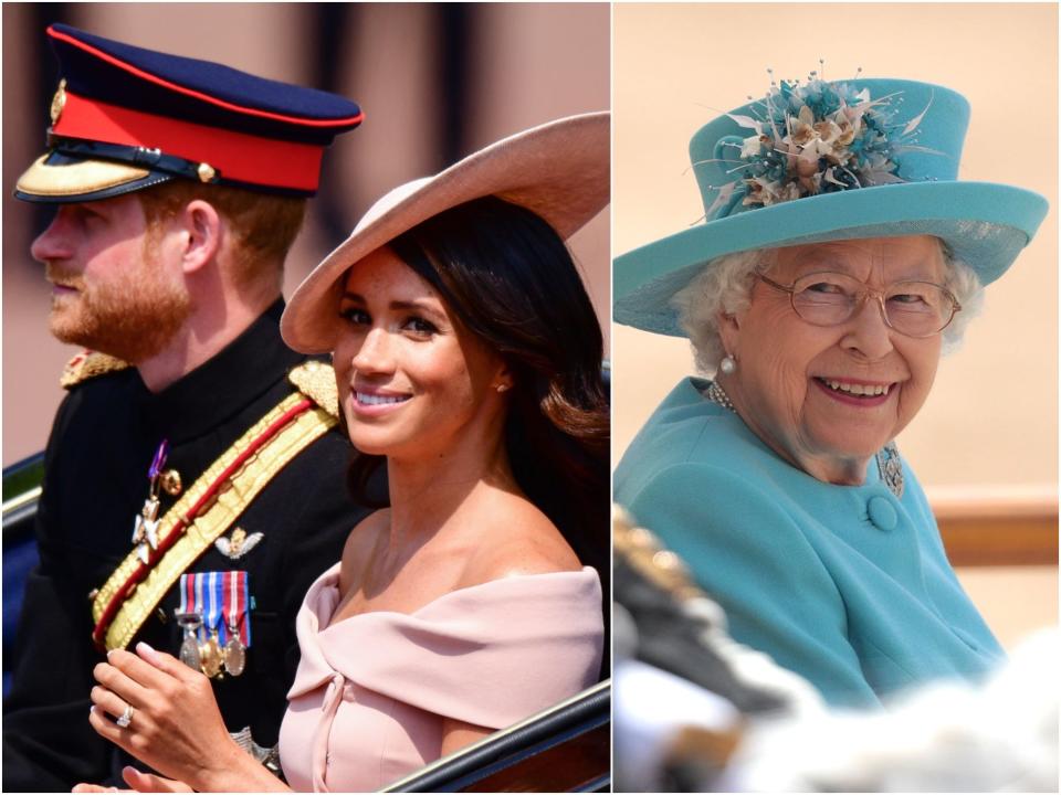 harry, meghan and queen birthday parade