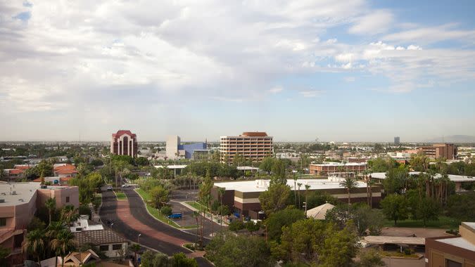 View from top floor of a high rise in Mesa Arizona.