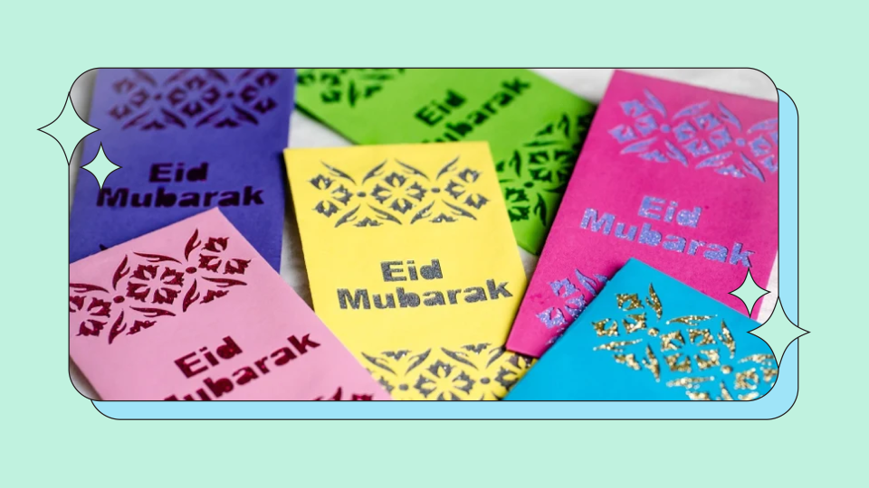 Colorful envelopes make eid gifts even more fun.