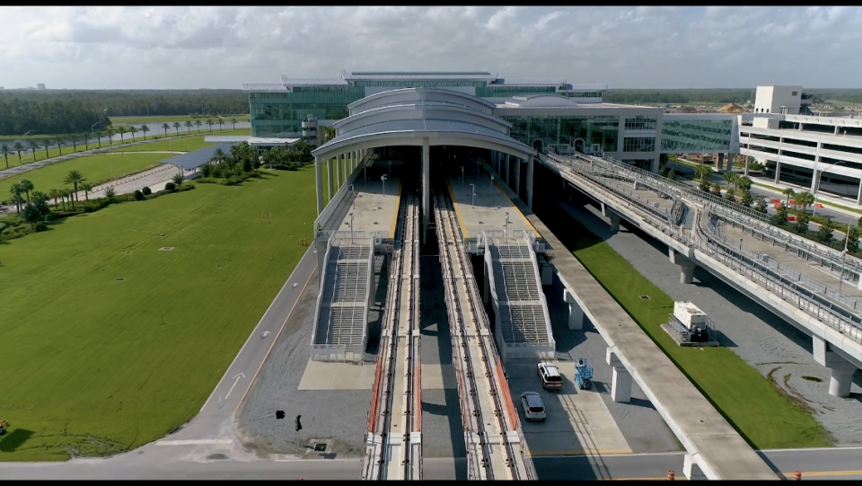 The Intermodal Terminal at Orlando International Airport is where Brightline trains will be arriving and departing as the company extends its line from South Florida. Plans also call for a connection to Tampa, with possible linkages with Disney Springs and SunRail now under study.